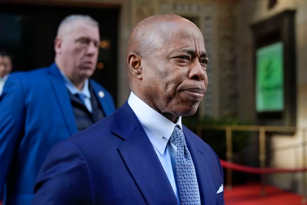 New York City Mayor Eric Adams leaves an event in New York, Thursday, Jan. 30, 2025.