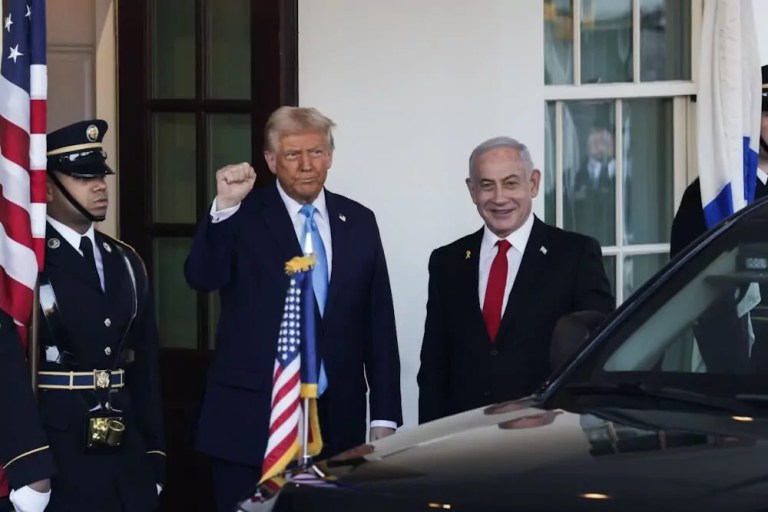 President Donald Trump and Israeli's Bibi Netanyahu at the White House on Feb. 4, 2025.