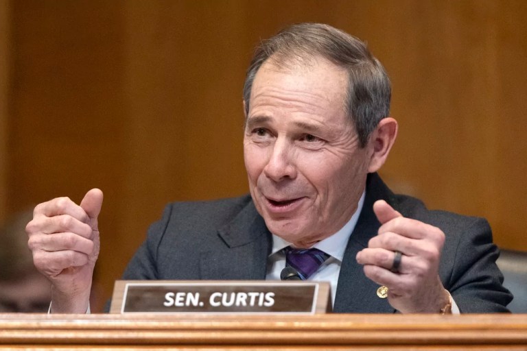 Sen. John Curtis, R-Utah, speaks during a hearing of the Senate Environment and Public Works Committee on Capitol Hill, Thursday, Jan. 16, 2025