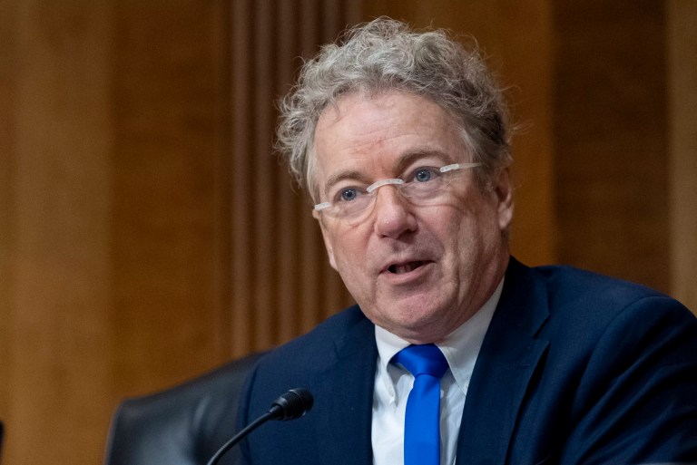 Sen. Rand Paul (R-KY) questions Secretary of State Marco Rubio as he appears before the Senate Foreign Relations Committee for his confirmation hearing, at the Capitol in Washington, Wednesday, Jan. 15, 2025.