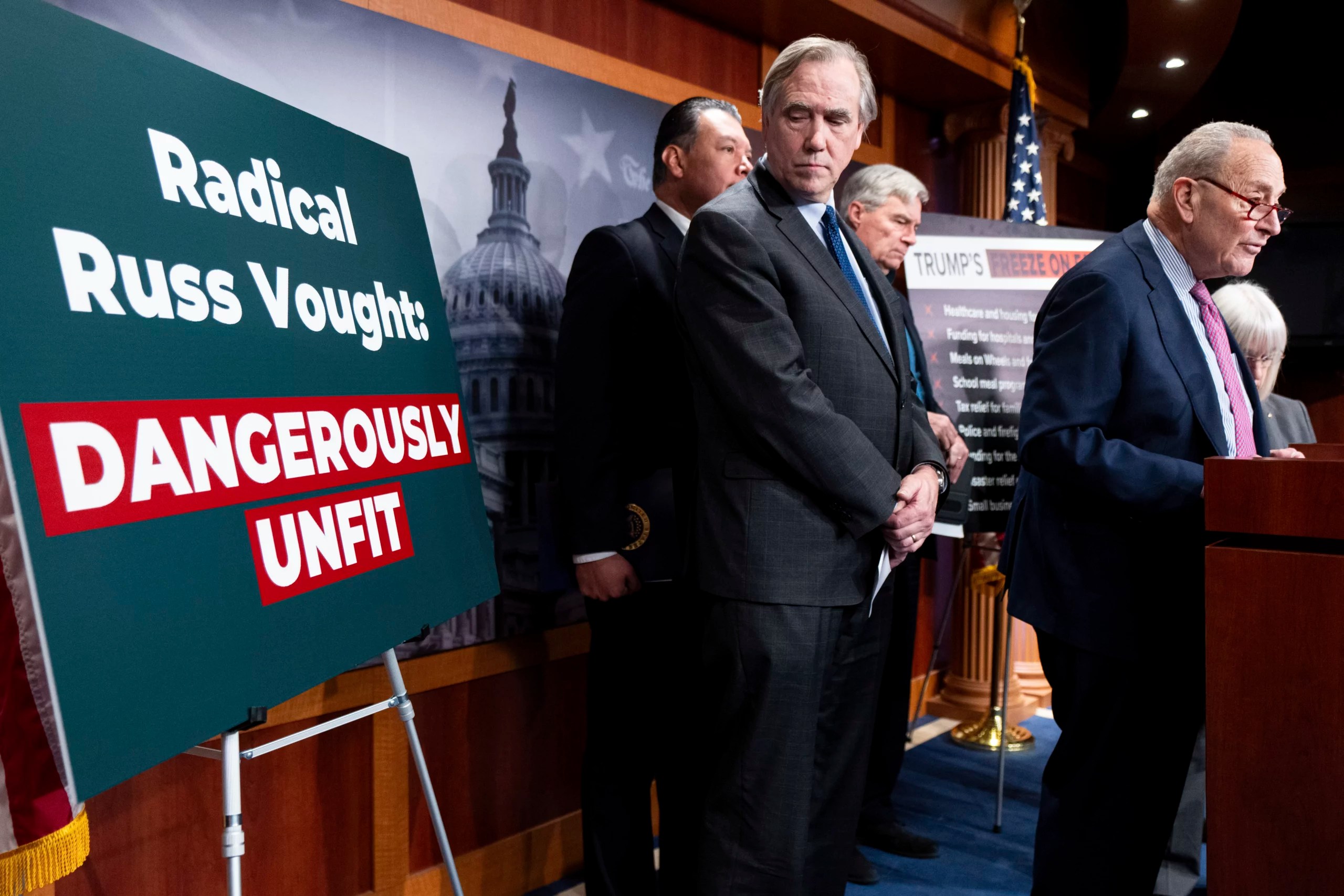 Senate Democrats launch talkathon to protest Vought amid Musk takeover of agencies