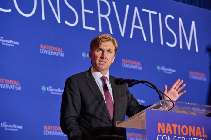 Elbridge Colby speaks at the National Conservative Conference in Washington D.C., Tuesday, July 9, 2024. (Photo by Dominic Gwinn / Middle East Images / Middle East Images via AFP) (Photo by DOMINIC GWINN/Middle East Images/AFP via Getty Images)