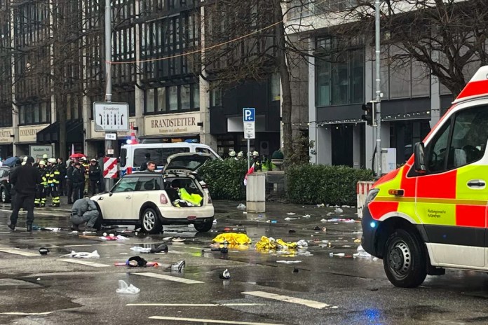 At least 28 are hurt as a driver plows into a demonstration in Germany