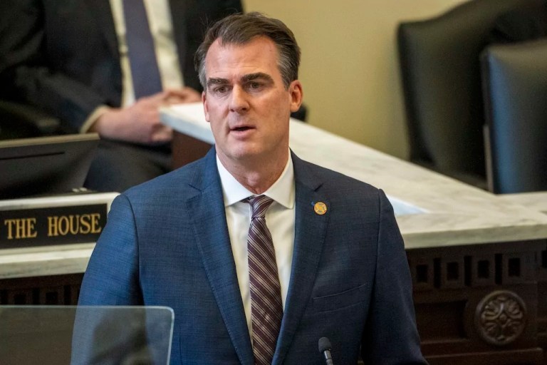 Gov. Kevin Stitt (R-OK) delivers his State of the State address at the Oklahoma State Capitol in Oklahoma City, Monday, Feb. 5, 2024.