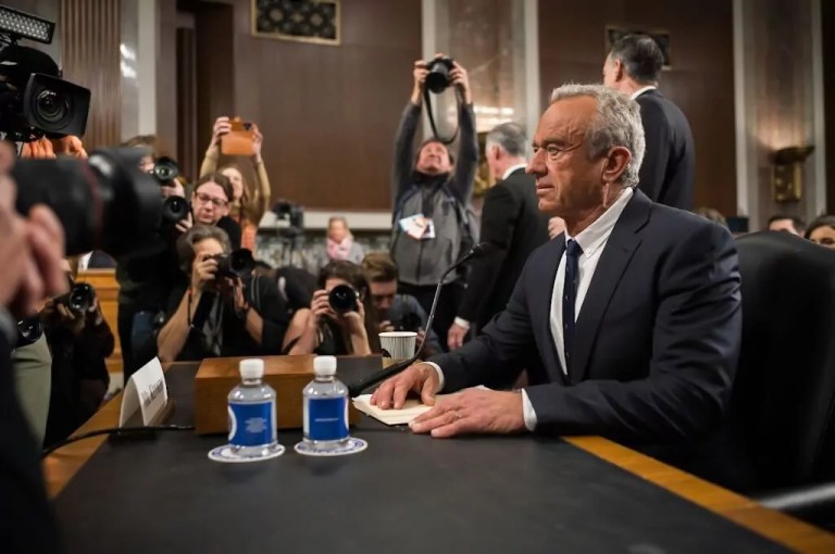 Robert F. Kennedy, Jr., President Donald Trump's nominee to serve as secretary of health and human services, testifies during a Senate Finance Committee hearing for his pending confirmation on Capitol Hill, Wednesday, Jan. 29, 2025, in Washington.