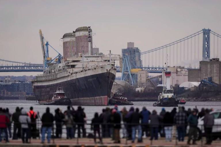 Historic American-made ocean liner departs for one final voyage 