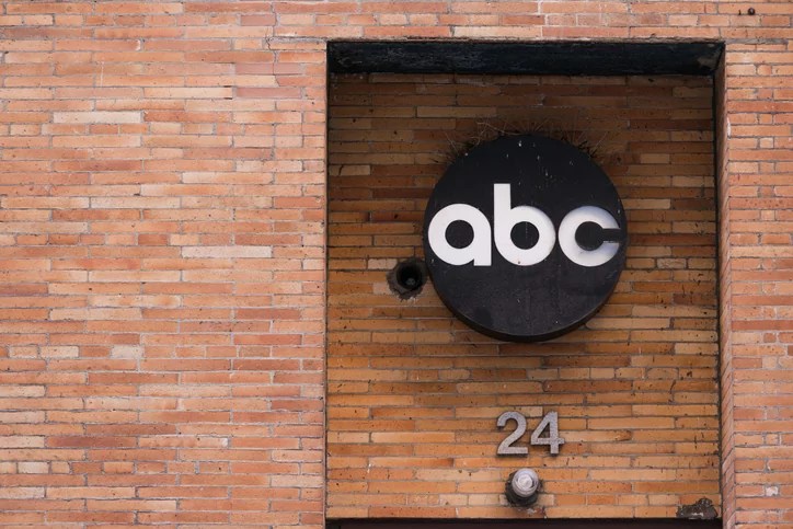 New York, USA - March 22, 2015: The ABC new building sign on Central Park West late in the day.