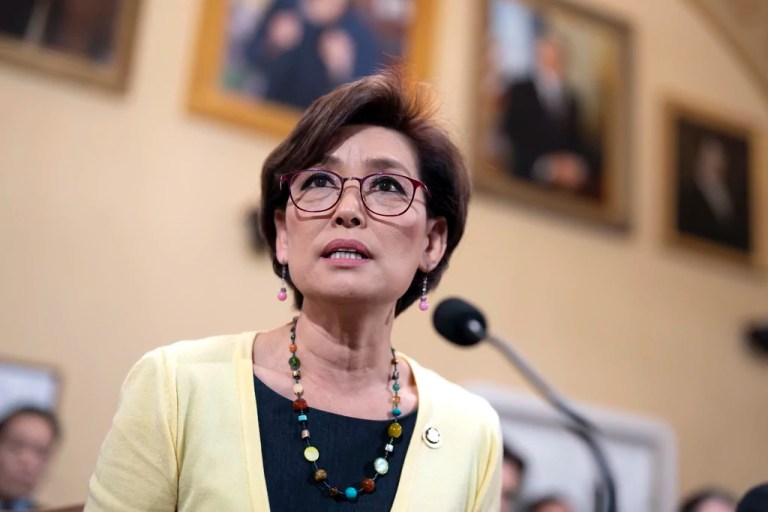 Rep. Young Kim (R-CA) speaks at the Capitol in Washington, Monday, April 15, 2024.