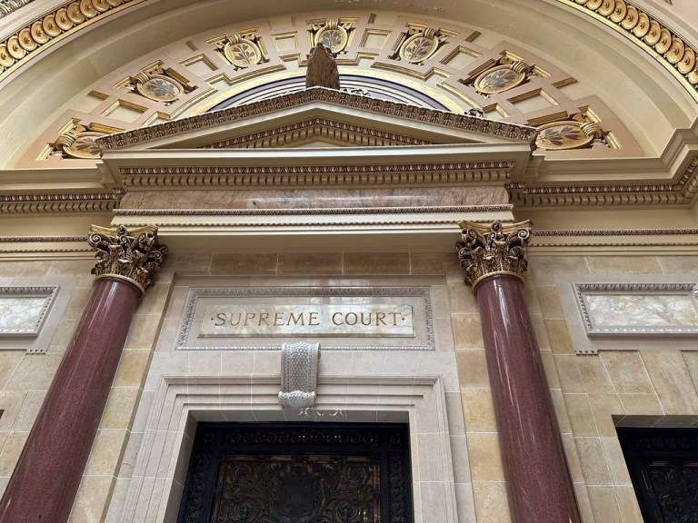 The entrance to the Wisconsin Supreme Court chambers is seen in the state Capitol in Madison, March 14, 2024.