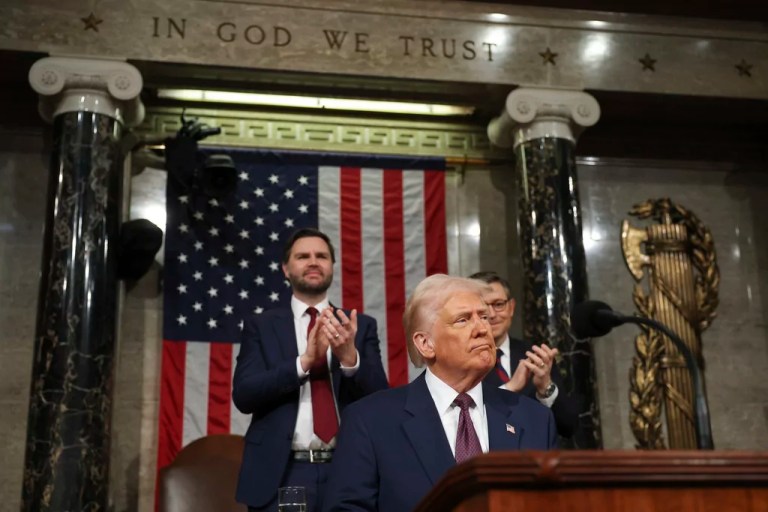 President Donald Trump addresses a joint session of Congress at the Capitol in Washington, Tuesday, March 4, 2025.