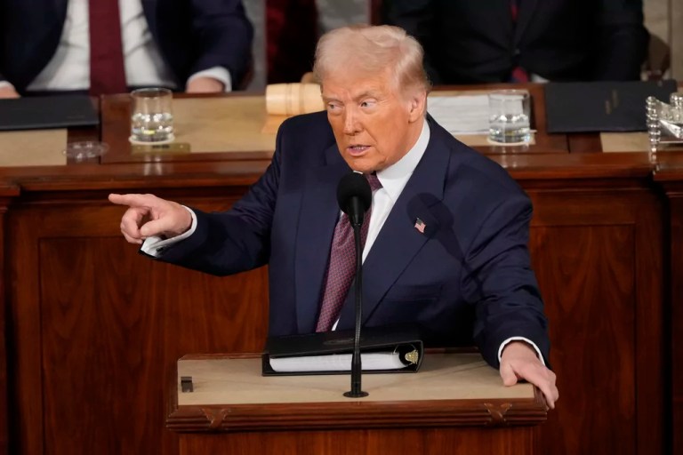 President Donald Trump addresses a joint session of Congress at the Capitol in Washington, Tuesday, March 4, 2025.