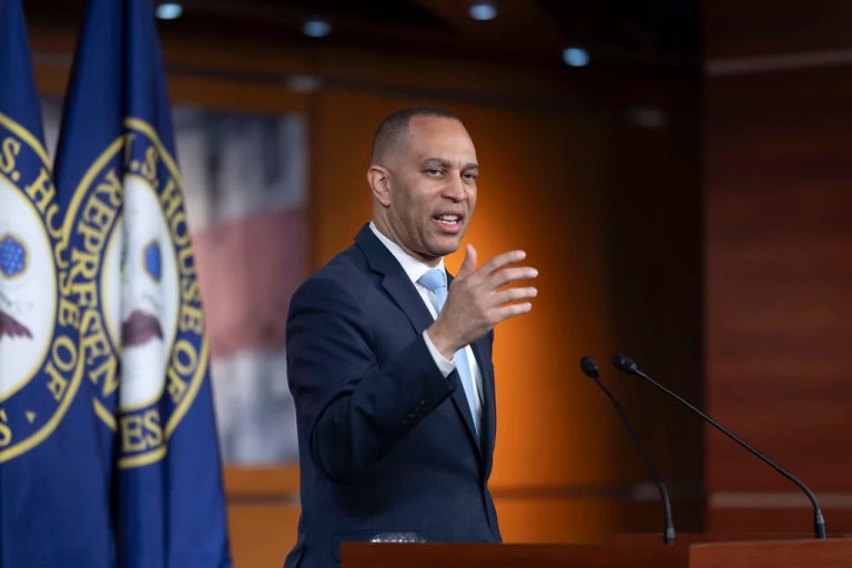 House Minority Leader Hakeem Jeffries, D-N.Y., speaks during a news conference at the Capitol, in Washington, Thursday, March 6, 2025.