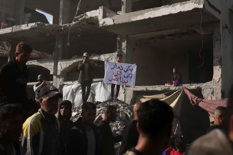 Palestinians attend an antiwar protest against Hamas in a rare show of public anger against the militant group that rules the territory in Beit Lahia, northern Gaza Strip, Wednesday, March 26, 2025.