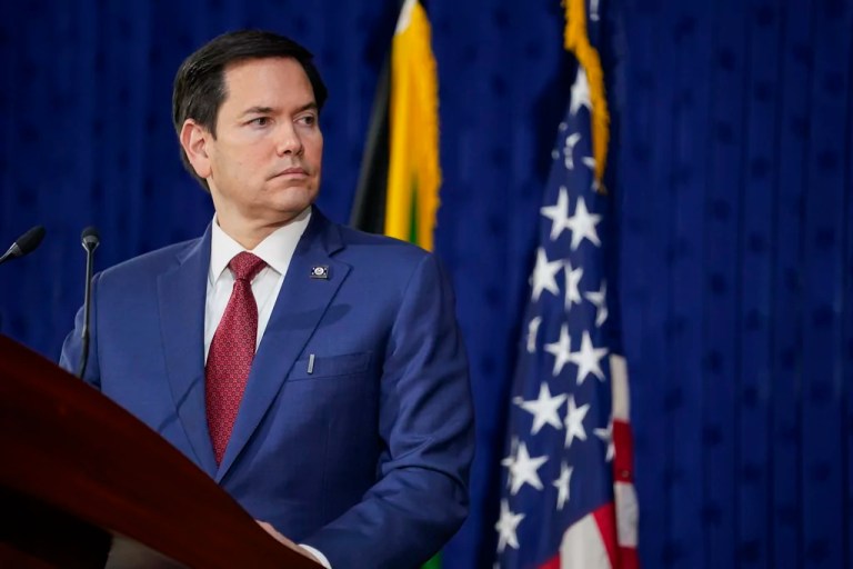 Secretary of State Marco Rubio gives a joint news conference with Jamaican Prime Minister Andrew Holness at the Office of the Prime Minister in Kingston, Jamaica, Wednesday, March 26, 2025.