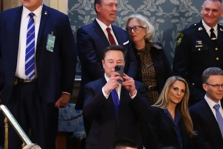 Elon Musk reprimanded for filming before Trump address