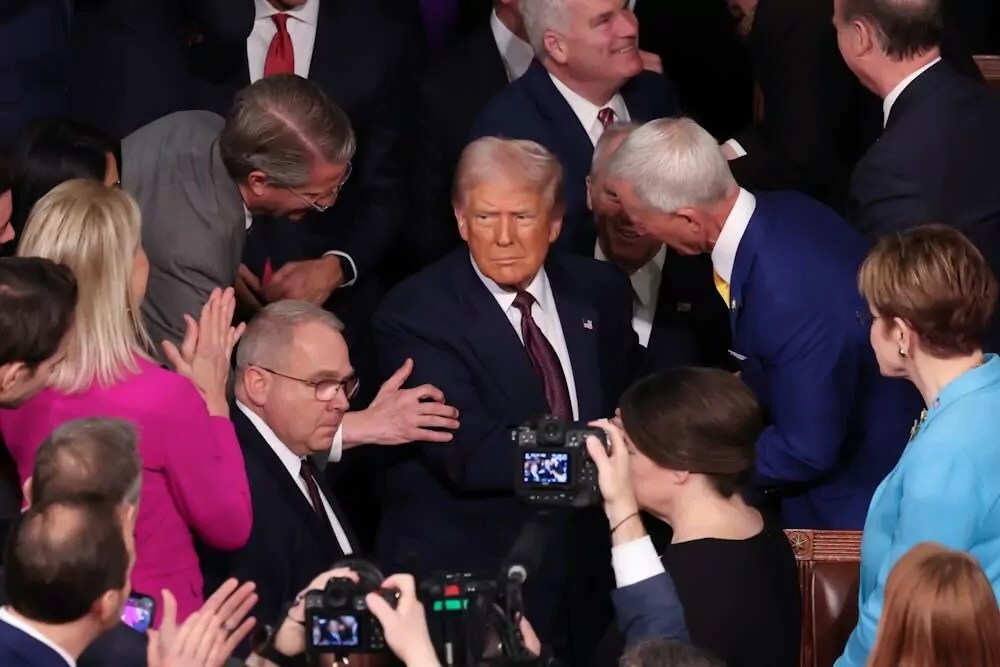 President Donald Trump in the House chamber on March 4, 2025 for his presidential address to Congress. (Graeme Jennings/Washington Examiner)