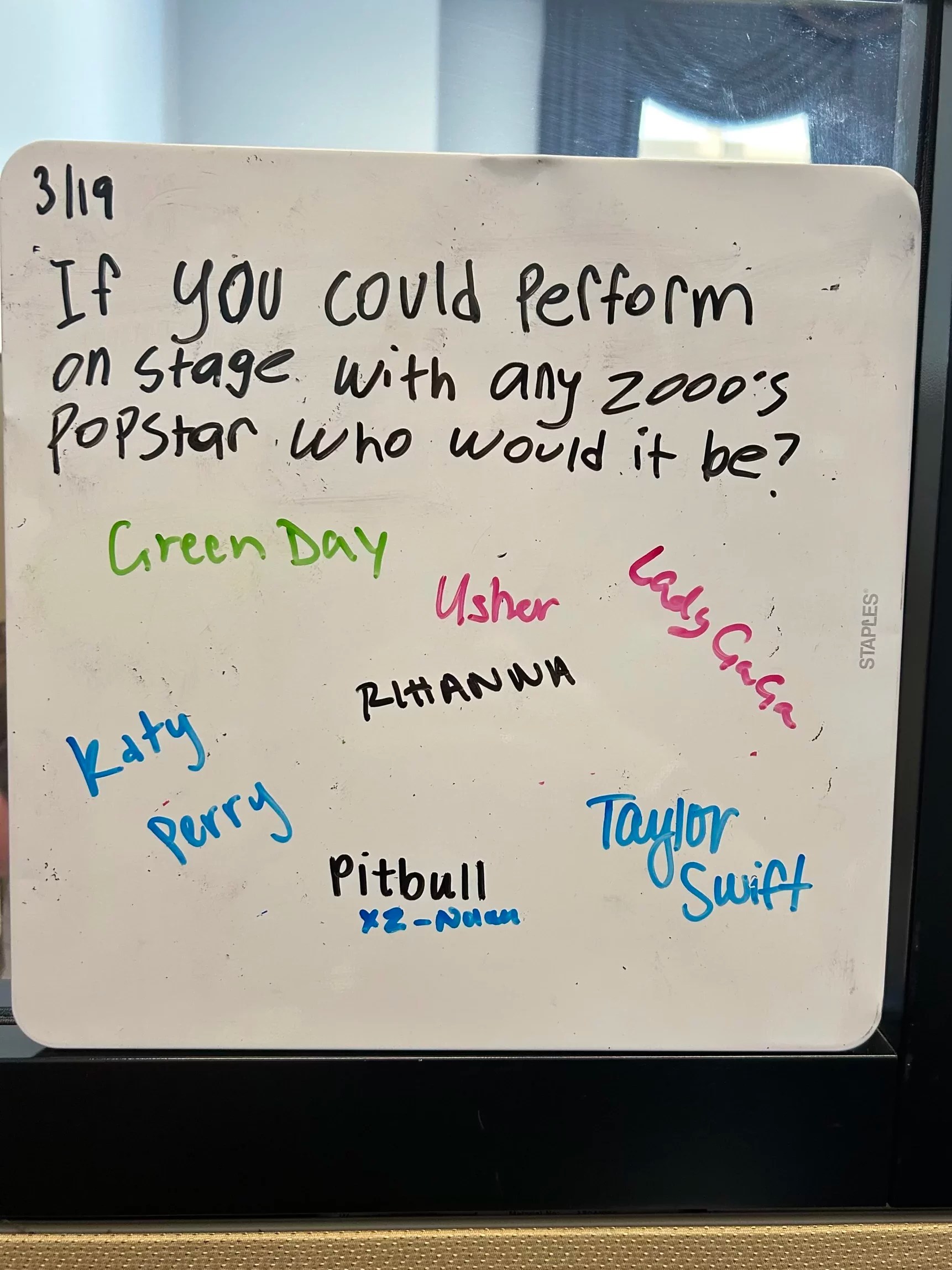 Question of the day board in Rep. Greg Landsman's office.