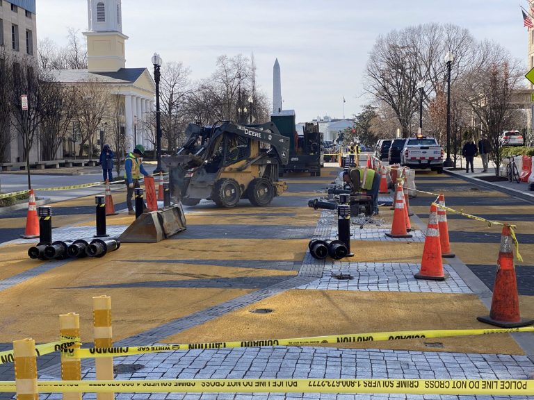 Construction crews begin dismantling BLM Plaza near White House