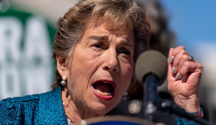 Rep. Jan Schakowsky (D-IL) speaks at a rally on Capitol Hill in Washington, Sept. 28, 2022.
