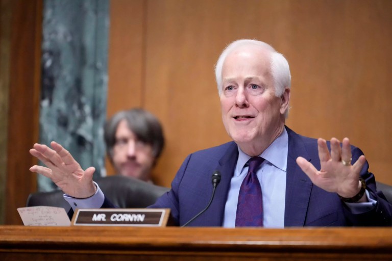 Sen. John Cornyn (R-TX) speaks during the confirmation hearing before the Senate Finance Committee for Dr. Mehmet Oz, President Donald Trump's pick to lead the Centers for Medicare and Medicaid Services, on Capitol Hill in Washington, Friday, March 14, 2025.