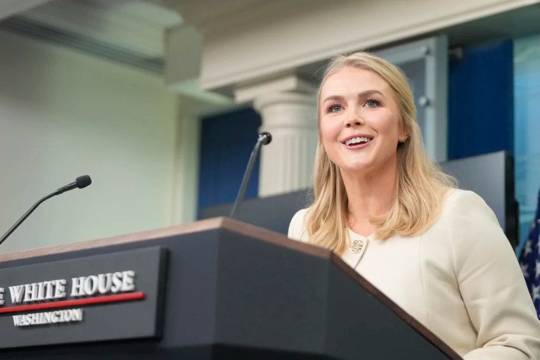 White House press secretary Karoline Leavitt speaks during the daily briefing at the White House in Washington, Wednesday, March 19, 2025.