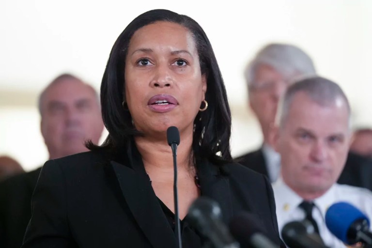 District of Columbia Mayor Muriel Bowser speaks during a news conference at Ronald Reagan Washington National Airport, Thursday morning, Jan. 30, 2025, in Arlington, Va.