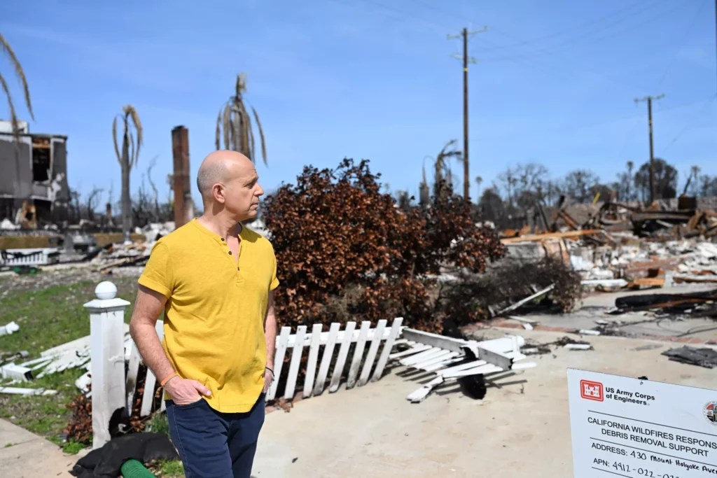California businessman Steve Hilton tours the devastation left after last year’s wildfires.