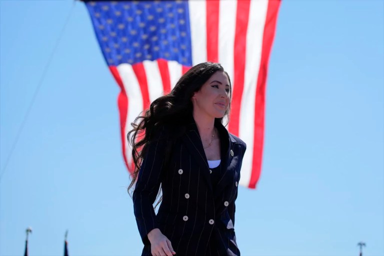 Rep. Anna Paulina Luna, R-Fla., arrives before Republican presidential nominee former President Donald Trump speaks at a campaign event at Wilmington International Airport, Saturday, Sept. 21, 2024, in Wilmington, N.C. (AP Photo/Alex Brandon)