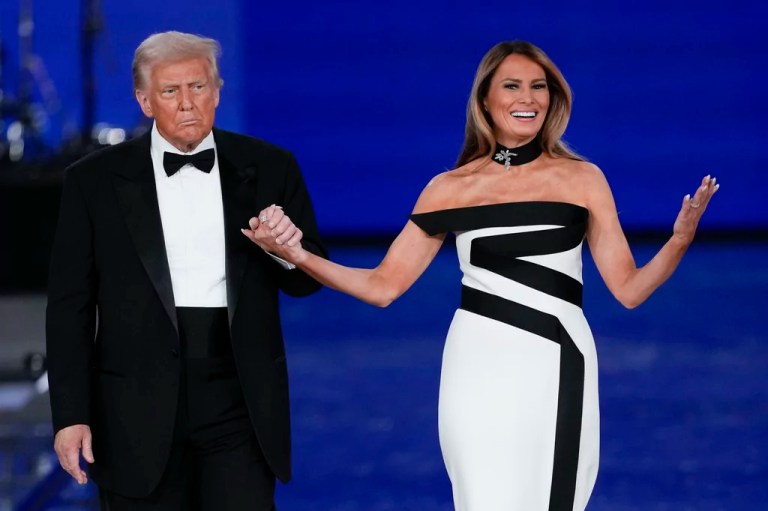 President Donald Trump and first lady Melania Trump at the Liberty Ball during the 60th Presidential Inauguration, Monday, Jan. 20, 2025, at the Washington Convention Center in Washington.