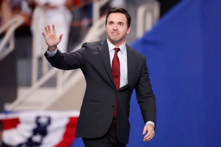 North Carolina Attorney General Jeff Jackson walks to speak at a campaign event.