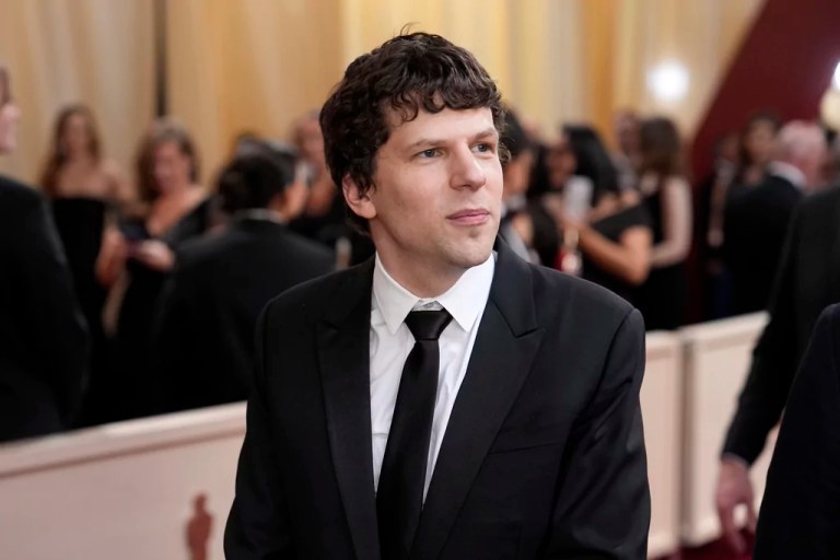 Jesse Eisenberg arrives at the Oscars on Sunday, March 2, 2025, at the Dolby Theatre in Los Angeles.