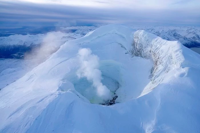 This image provided by the Alaska Volcano Observatory shows the summit of Mount Spurr, Oct. 24, 2024, in Alaska.