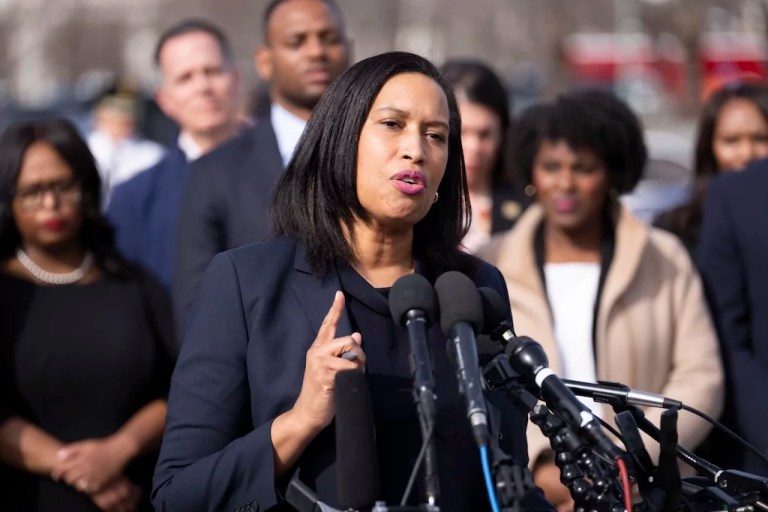 District of Columbia Mayor Muriel Bowser speaks at a news conference.