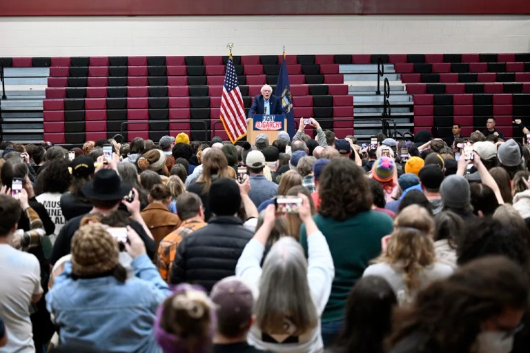 Sen. Bernie Sanders, I-Vt., speaks during a 