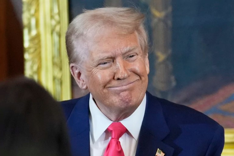 President Donald Trump attends the annual St. Patrick's Day luncheon at the Capitol in Washington, Wednesday, March 12, 2025. (AP Photo/J. Scott Applewhite)