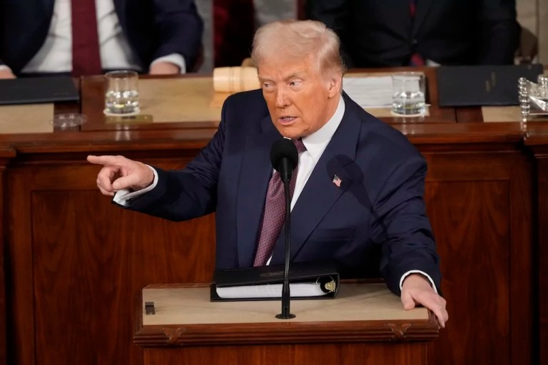 President Donald Trump addresses a joint session of Congress at the Capitol in Washington, Tuesday, March 4, 2025.