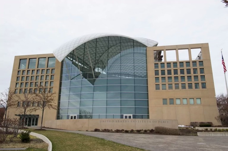 The U.S. Institute of Peace building is seen in Washington, Monday, March 20, 2017. Deep cuts throughout the federal bureaucracy and the outright elimination of 19 independent agencies would have a major impact on the economy of the Washington region. Tens of thousands of federal employees would lose their jobs if President Donald Trump’s initial budget proposal became law, putting the regional economy at risk of a recession, experts say. The cuts would reverberate throughout the city, with fewer people riding the already-beleaguered Metro subway or eating at restaurants. It would also be a blow to the city’s already-shaky market for office space.