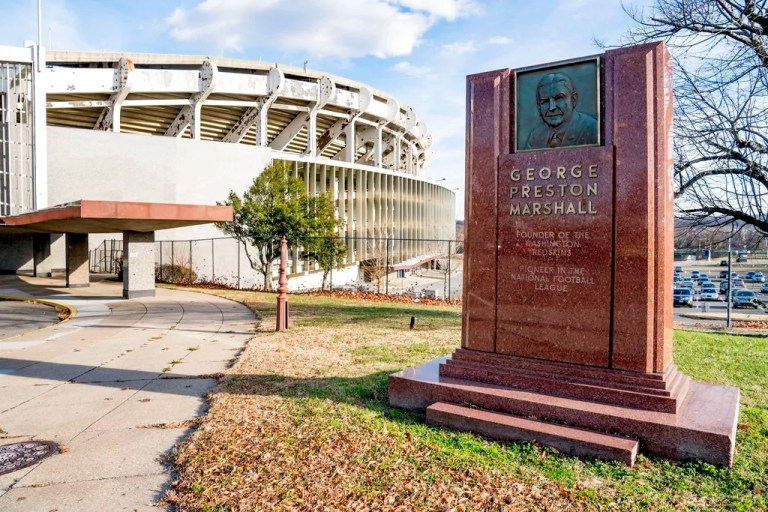 The George Preston Marshall monument outside RFK stadium