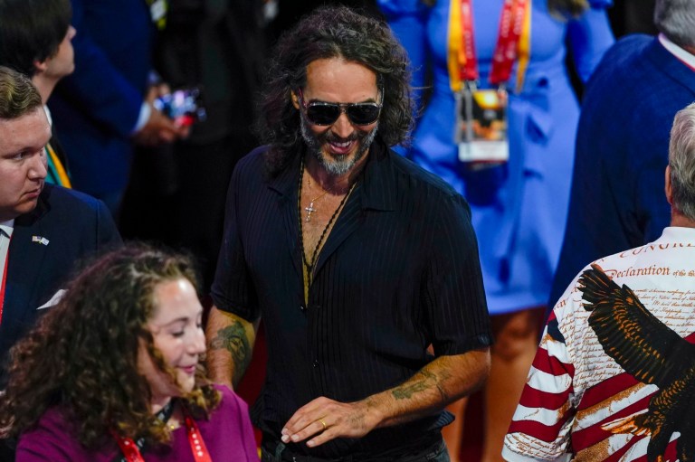 Actor Russell Brand is seen during the Republican National Convention Thursday, July 18, 2024, in Milwaukee.
