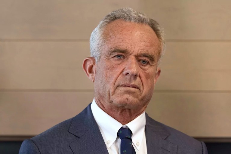 Health and Human Services Secretary Robert F. Kennedy Jr. listens during a press conference about Utah's new fluoride ban, food additives, and SNAP funds legislation, Monday, April 7, 2025, in Salt Lake City.