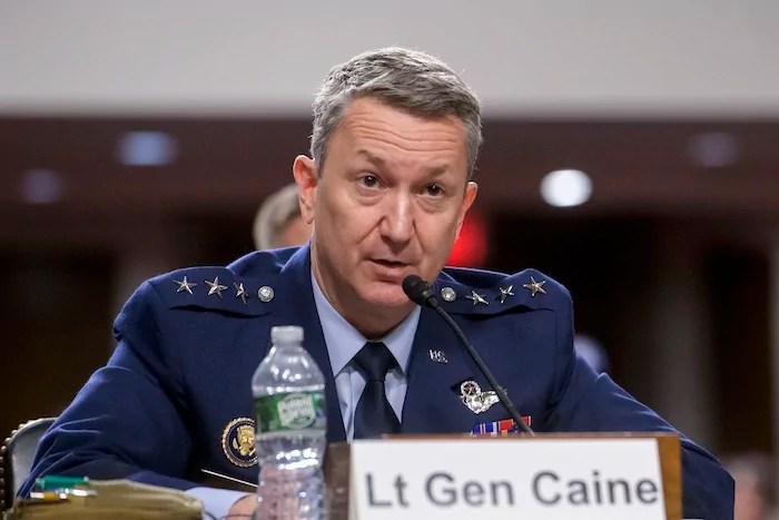 Air Force Lieutenant General John D. Caine (Retired) testifies during a Senate Committee on Armed Services hearing for his pending confirmation to be general and Chairman of the Joint Chiefs of Staff, on Capitol Hill, Tuesday, April 1, 2025, in Washington.