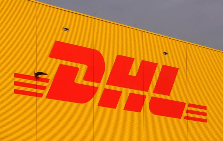 The logo of German fright company DHL is covered on a terminal at the airport Leipzig/Halle, Jan. 29, 2008.