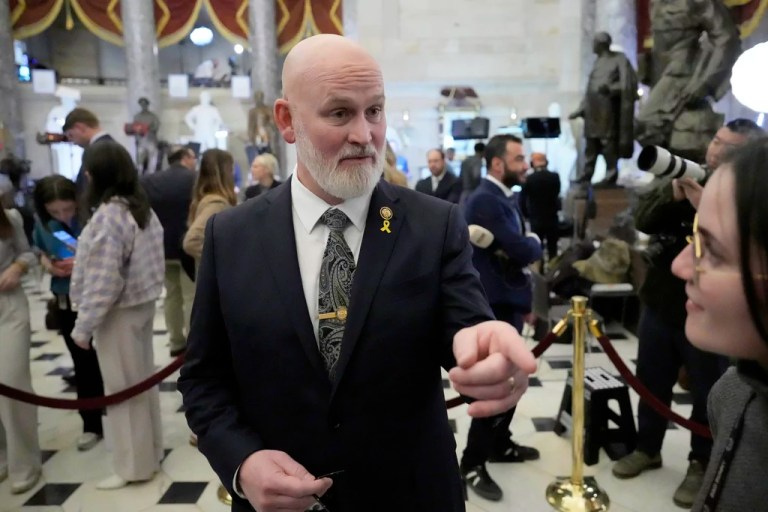 Rep. Derrick Van Orden, D-Wis., arrives before President Donald Trump addresses a joint session of Congress at the Capitol in Washington, Tuesday, March 4, 2025