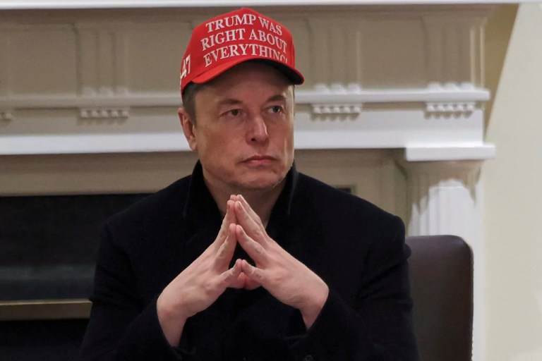 Elon Musk attends a cabinet meeting at the White House in Washington, Monday, March 24, 2025.