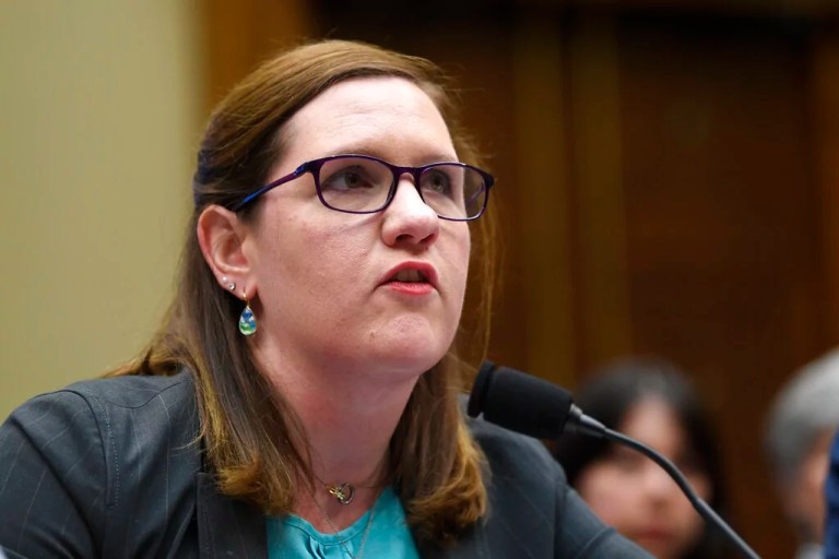 Federal Trade Commission commissioner Rebecca Kelly Slaughter testifies during a House Energy and Commerce subcommittee hearing on Capitol Hill in Washington, Wednesday, May 8, 2019, regarding consumer protection on data privacy.