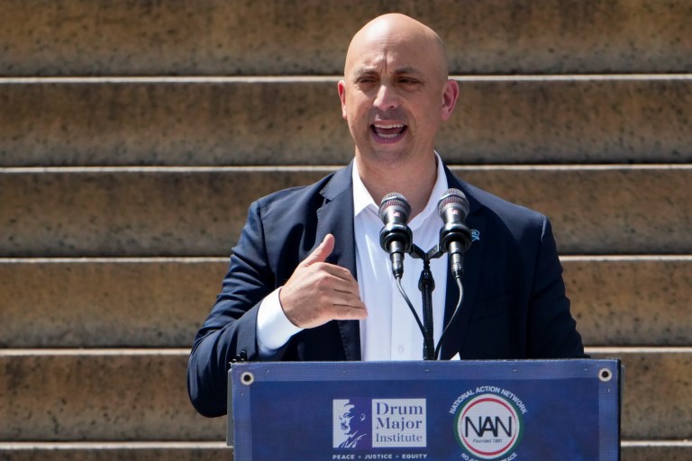 Jonathan Greenblatt, national director of the Anti-Defamation League, speaks at the 60th Anniversary of the March on Washington at the Lincoln Memorial in Washington, Saturday, Aug. 26, 2023.