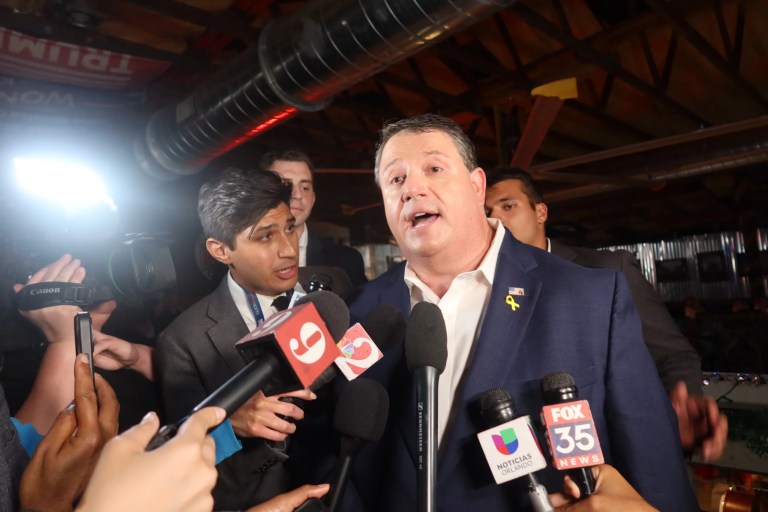 Congressman-elect Randy Fine speaks with reporters following his special election victory on April 1, 2025. (Samantha-Jo Roth, Washington Examiner)