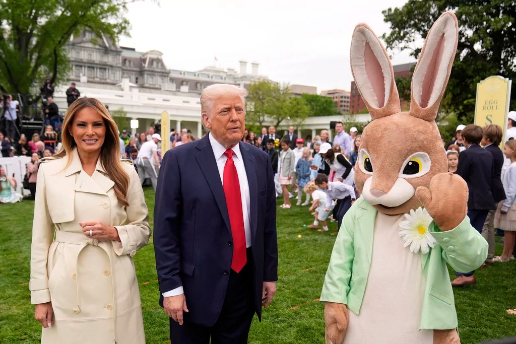Trump jokes he doesn’t need the Easter Bunny to save him from reporters, unlike Biden