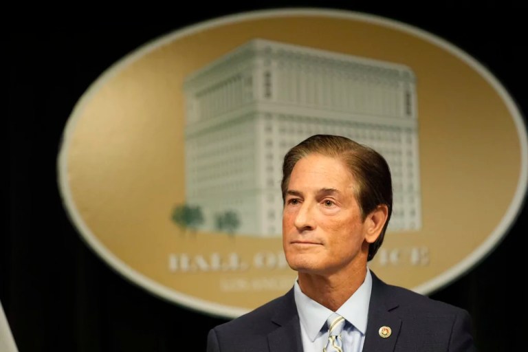 Los Angeles County District Attorney Nathan Hochman speaks at a news conference in Los Angeles, Monday, March 10, 2025.