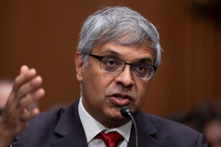 Dr. Jay Bhattacharya, President Donald Trump's choice to be Director of the National Institutes of Health, appears before the Senate Health, Education, Labor and Pensions Committee for his confirmation hearing, at Capitol Hill in Washington, Wednesday, March 5, 2025.